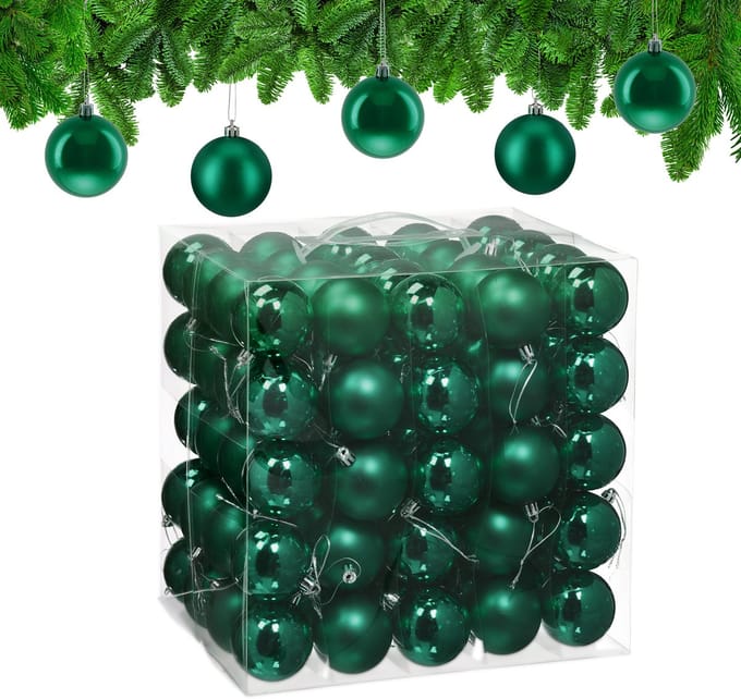 kerstballen set van 100 - Ø 6 cm - glanzend - mat - kunststof - donkergroen