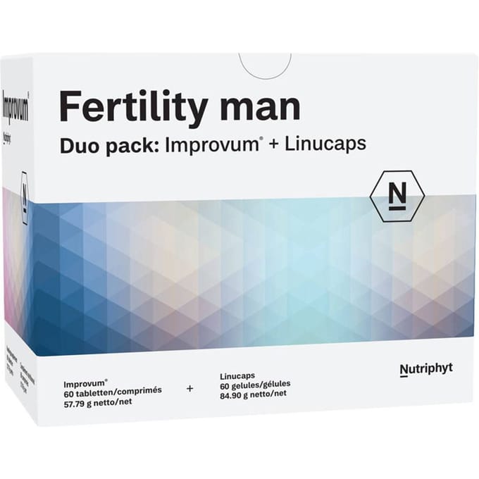 Nutriphyt Fertility Man Voedingssupplement Vruchtbaarheid Duo Pack Improvum + Linucaps