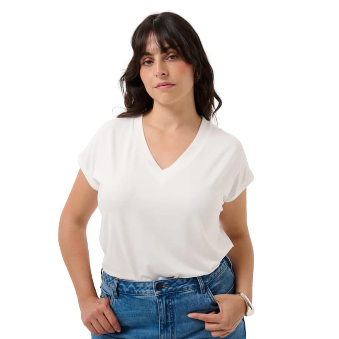 Dames-T-shirt met V-hals KAFFE Curve Mirinda