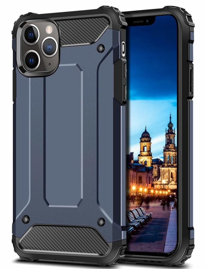 Hoesje Geschikt voor iPhone 11 Pro Max Armor Hoesje - Blauw