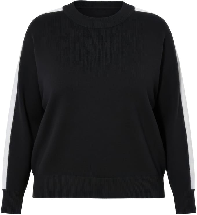 Studio Untold - Dames - Trui oversized gestreepte mouwen lange ballonmouwen - Zwart - Maat 54+