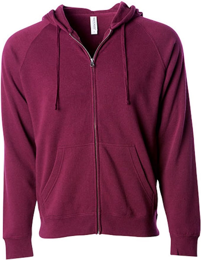 Independent Unisex Midweight Special Blend Raglan Zip Hood NP355 - Maroon - S