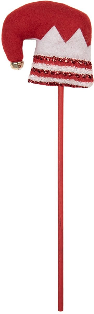 Clayre & Eef Kerstdecoratie Kerstmuts 9x2x34 cm Rood Hout