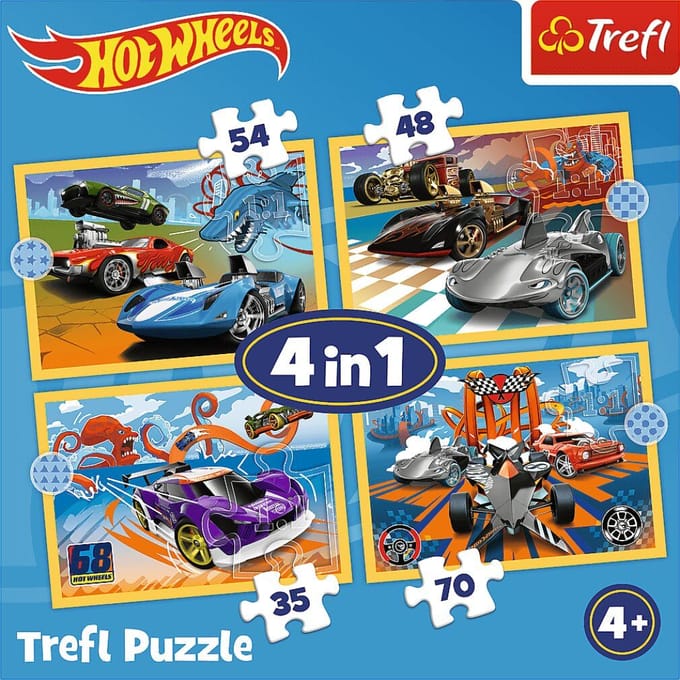 Trefl Hot Wheels Voertuigen 4-in-1 Puzzel - 207 stukjes - Vanaf 3 jaar