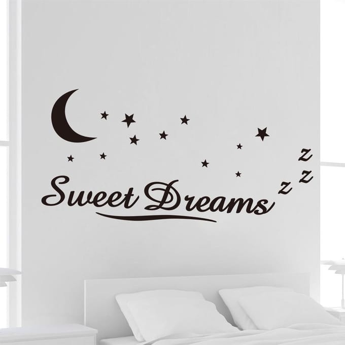 Muursticker tekst 'Sweet dreams' 120x62