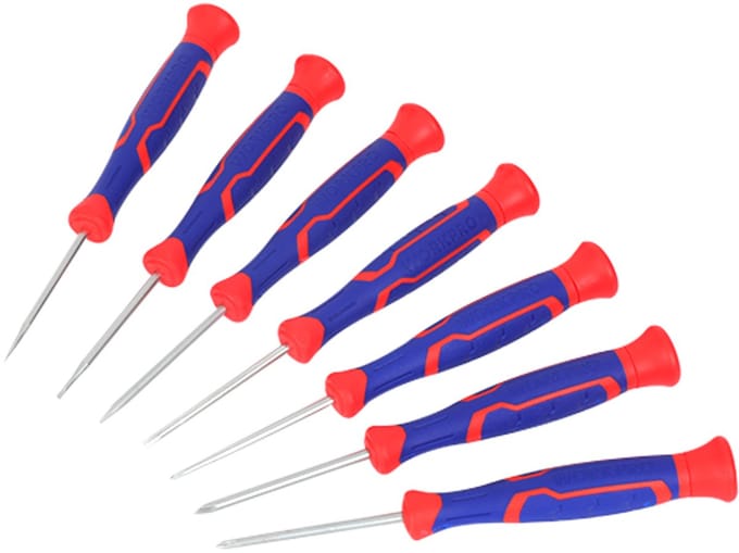 WORKPRO WP200509 Precisieschroevendraaierset – 7-delig – Magnetische Punt – CR-V