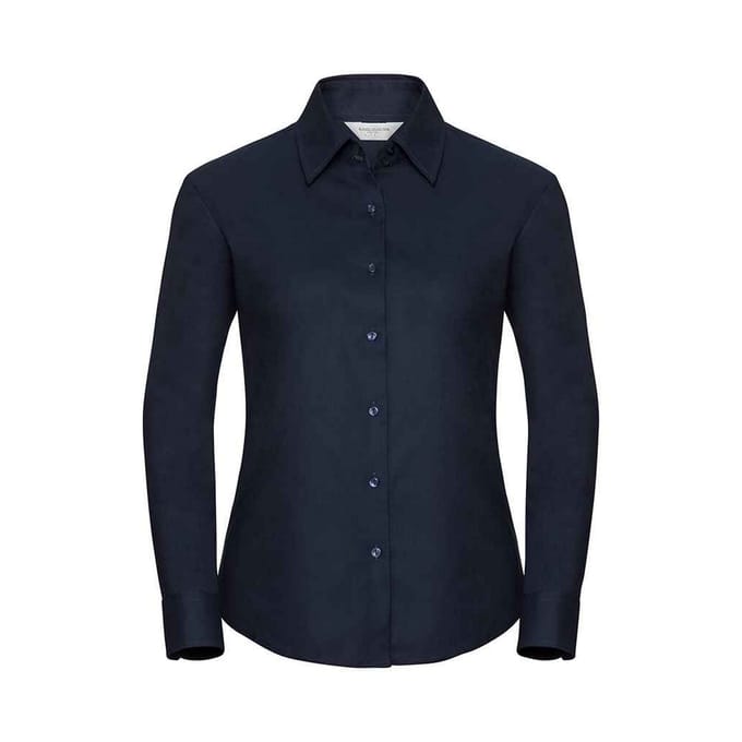 Russell Collection Dames/Dames Oxford Overhemd Met Lange Mouwen (Heldere marine)