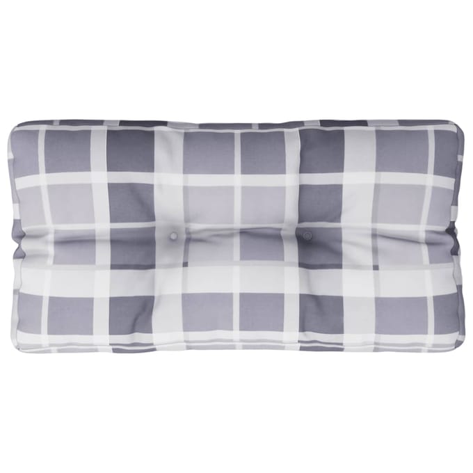vidaXL - Palletkussen - 70x40x12 - cm - stof - ruitpatroon - grijs