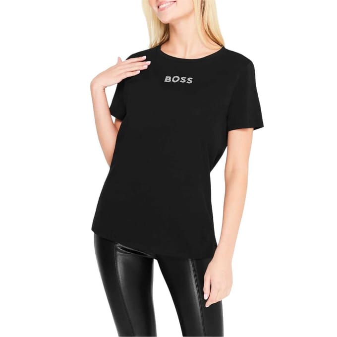Hugo Boss Dames/Dames Diamante Logo T-Shirt (Zwart)