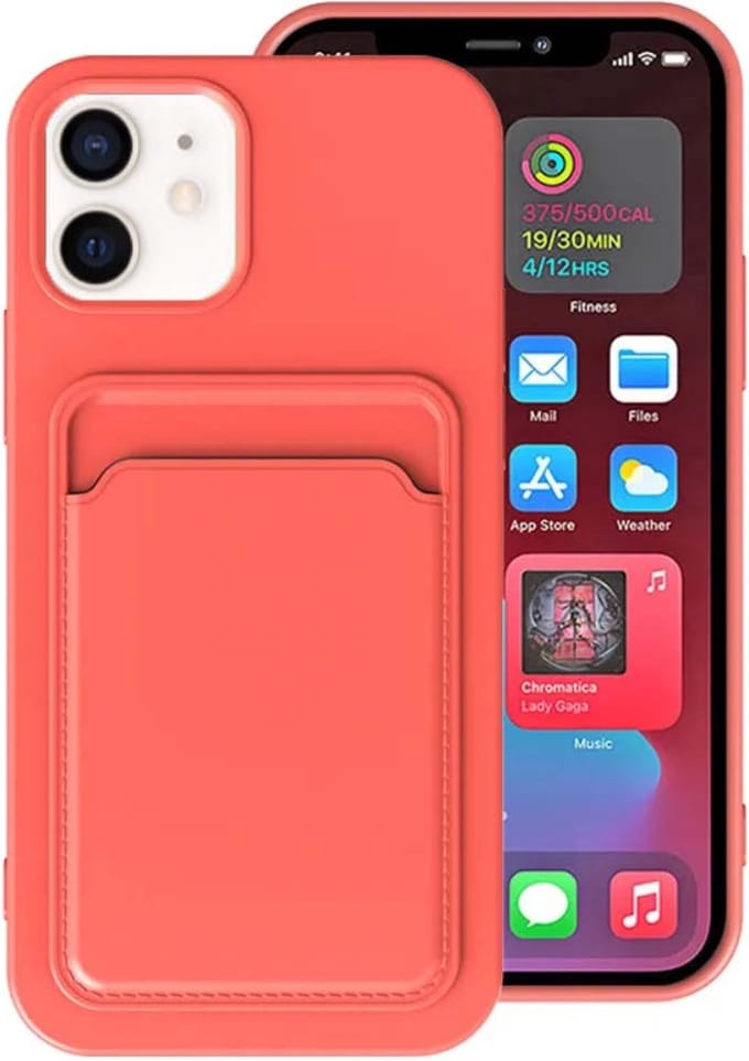 Smartphonica iPhone 11 siliconen hoesje met pashouder - Roze Rood geschikt voor iPhone 11
