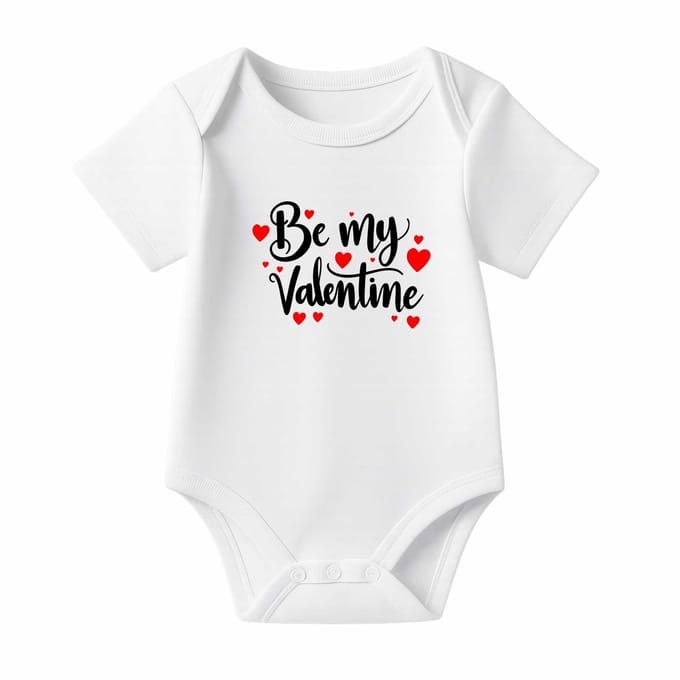 Romper Be my valentine - wit - korte mouw