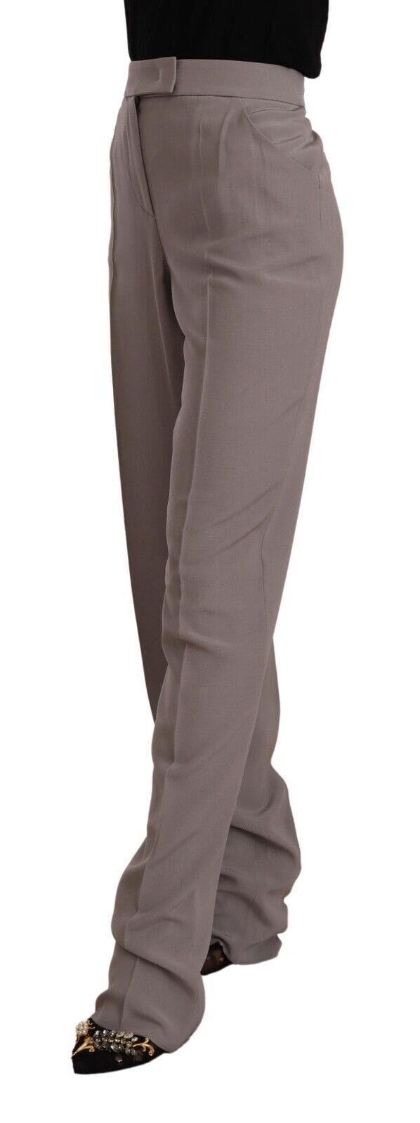 Armani damesbroek in bruine zijde met hoge taille.