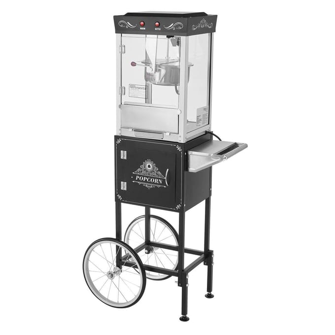 Machine à Popcorn avec Chariot Popcorn Popper Maker 800W 0,2 kg Chaudière Noir