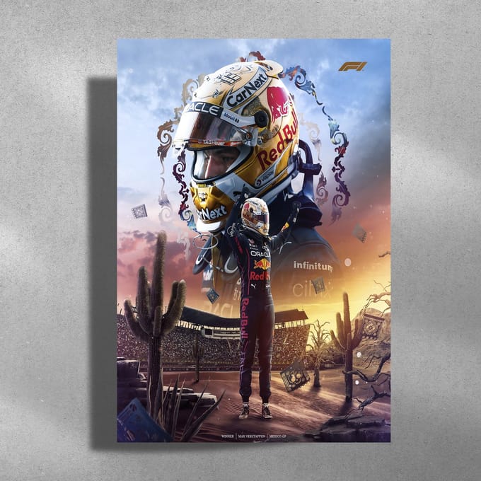 Max Verstappen - Metalen Poster 40x60cm - Mexico GP - Formule 1