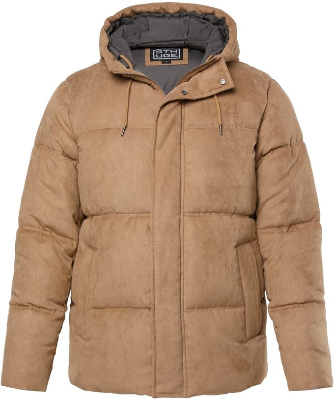 STHUGE - Heren - Gewatteerde jas doorgestikte jas capuchon - Beige - Maat L