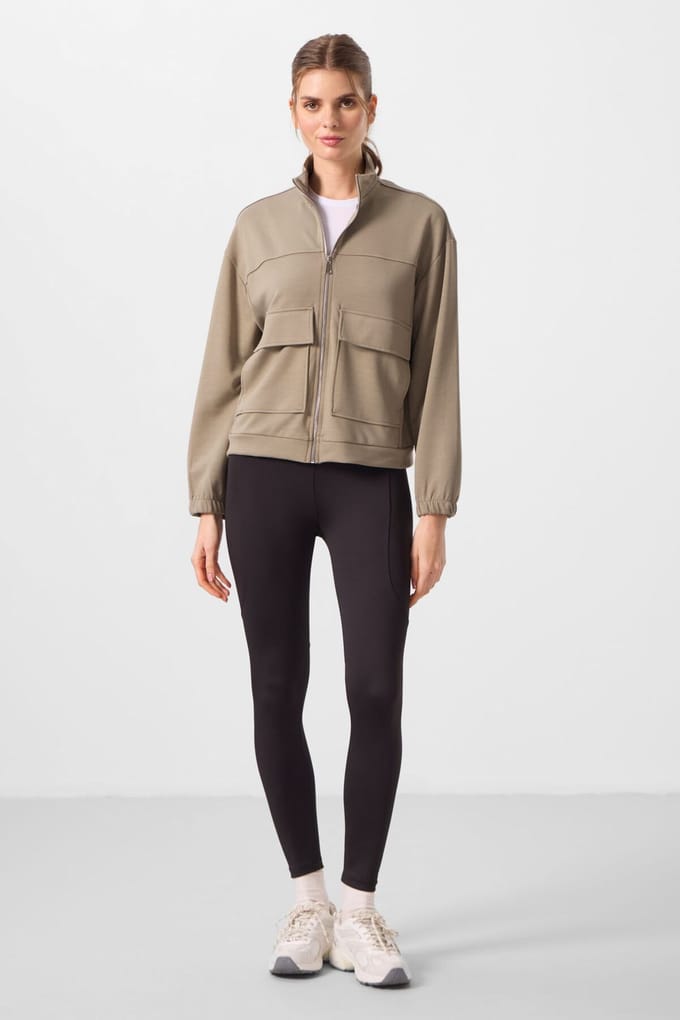 Overmatig Cropped Zip-Neck Gebreide Top