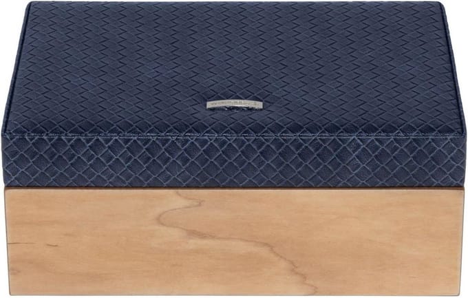 Houten Sieradendoos Blauw met Vakjes