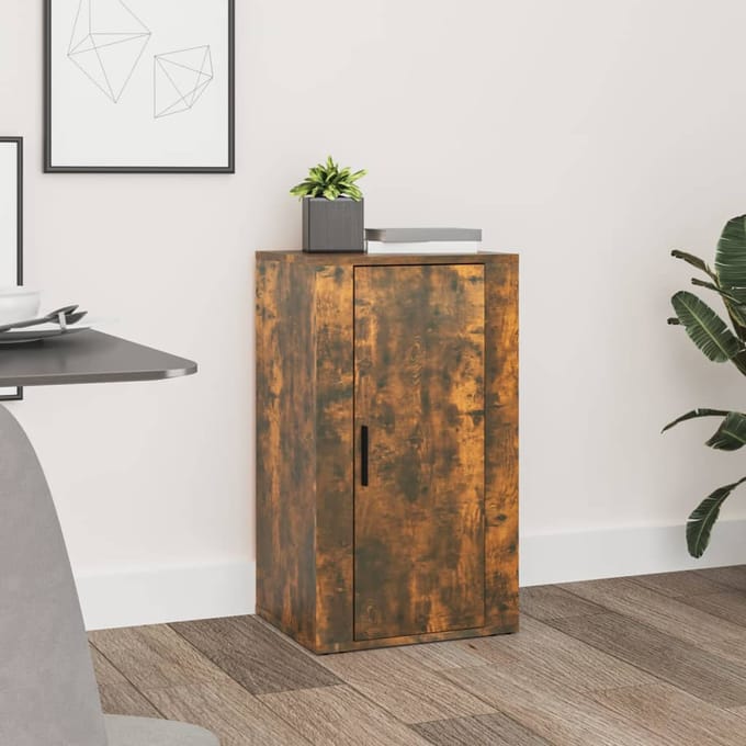 vidaXL - Dressoir - 40x33x70 - cm - bewerkt - hout - gerookt - eikenkleurig