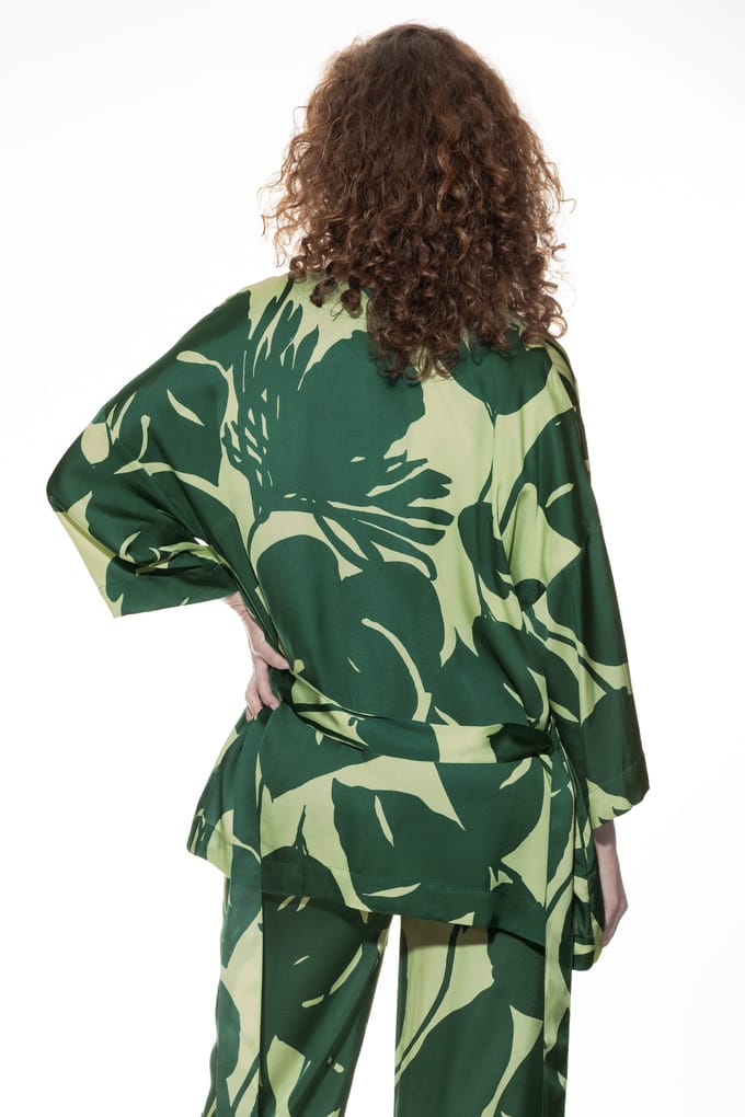 Korte kimono Serie Tropical Leaves Into The Green