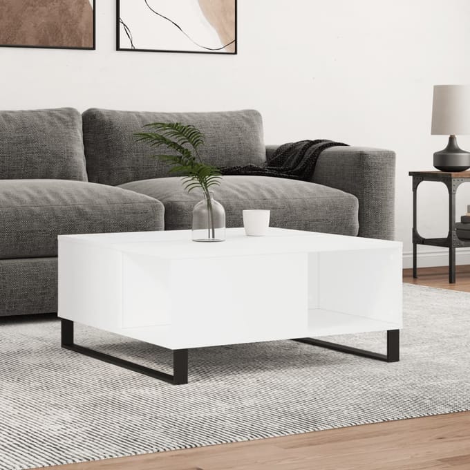 vidaXL - Salontafel - 80x80x36,5 - cm - bewerkt - hout - wit