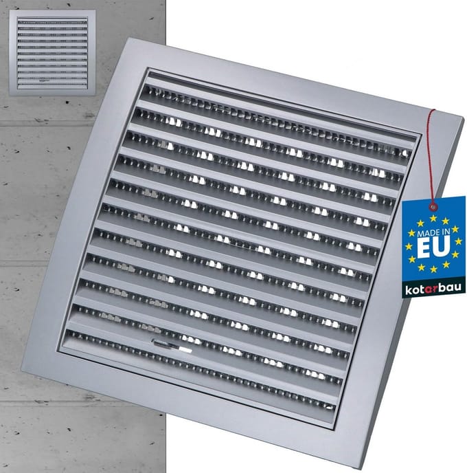 Ventilatierooster 190 x 190 mm met Insectenwering en Afsluitbaar Design