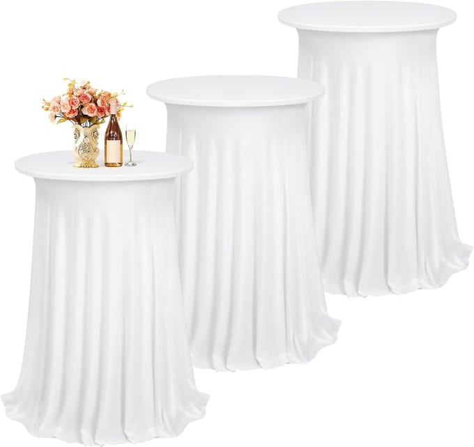 Statafelhoezen Spandex Stretch Tafelkleed - Witte Hoezen voor Bistrotafels Ø 80-85 cm