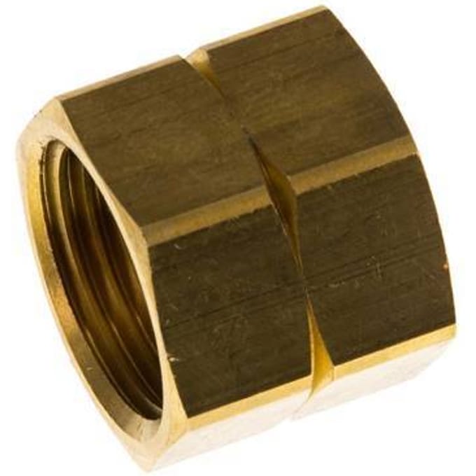 6/9/13 G1/2'' LHmm Union Nut messing L20.5mm [2 Stuks]