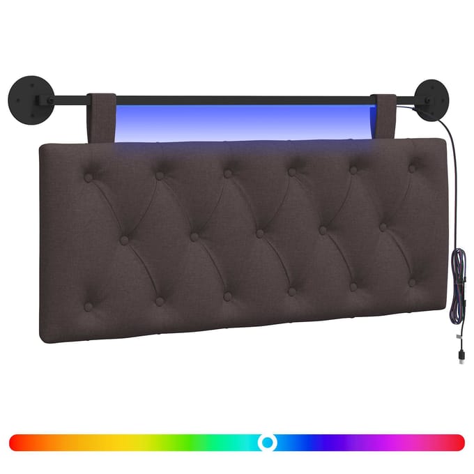 vidaXL - Hangend - hoofdbord - Met - LED-verlichting - Donkerbruin - Stof