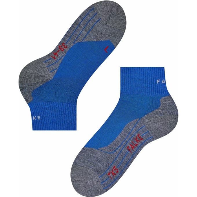 FALKE TK5 Short anti-blaar dun wol functioneel materiaal wandelsokken heren blauw - maat 46-48