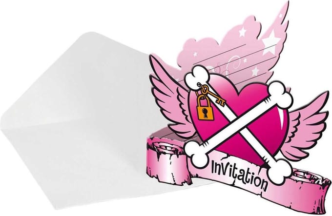 Uitnodigingen Pink Pirate Girl - 8 stuks