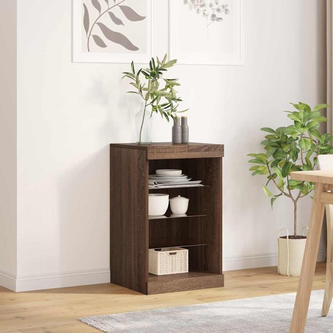 vidaXL - Dressoir - met - LED-verlichting - 41x37x67 - cm - bruin - eikenkleur