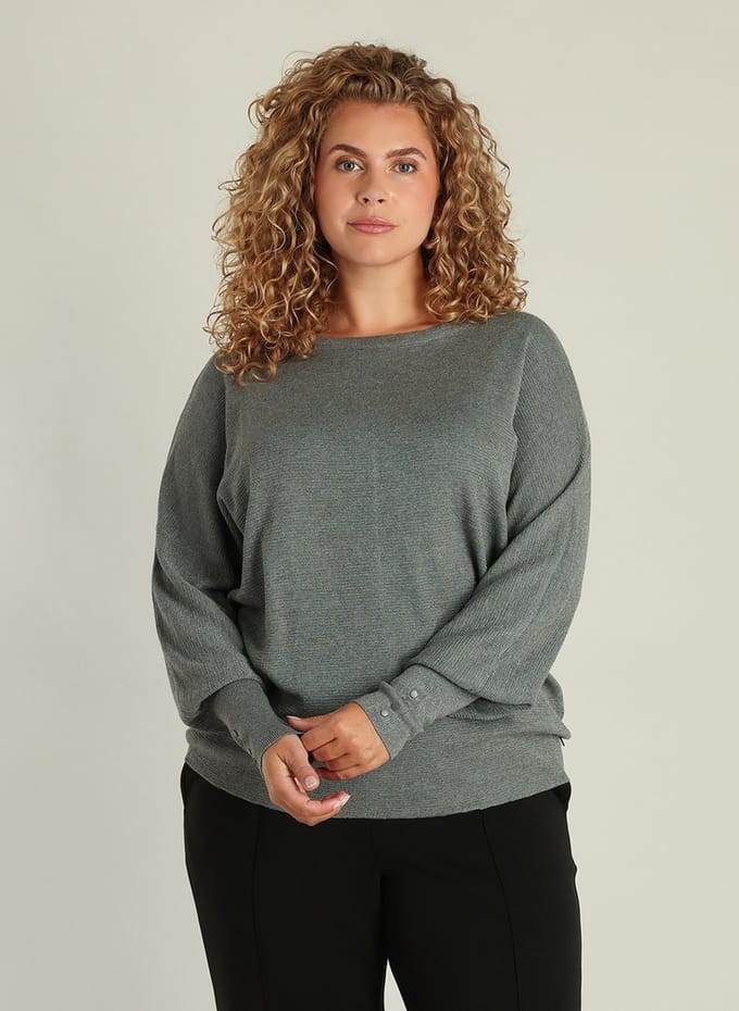 YEST CURVE Gemina Tops - Dark Grey/Melange - maat 2(50)