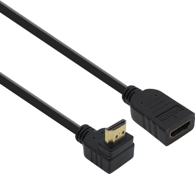 HDMI verlengkabel - Haaks - 1.4 - 2 meter - Verguld - Zwart - Allteq