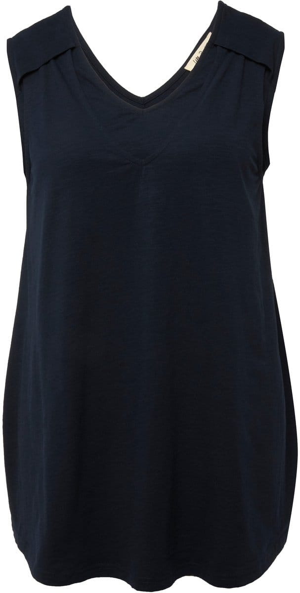Ulla Popken - Dames - Longtop A-lijn borstvoedingsfunctie wikkellook mouwloos - Marine - Maat 42+