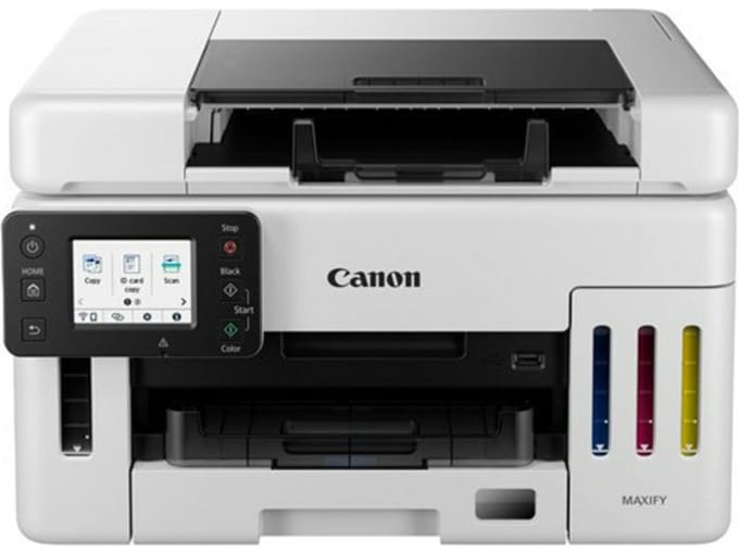 Multifunctionele inkjetprinter Canon MAXIFY GX6550, 3-in-1, USB/WLAN, auto duplex/mobiel printen/cloud, tot A4, zwart-wit, incl. CMYK-inktflessen