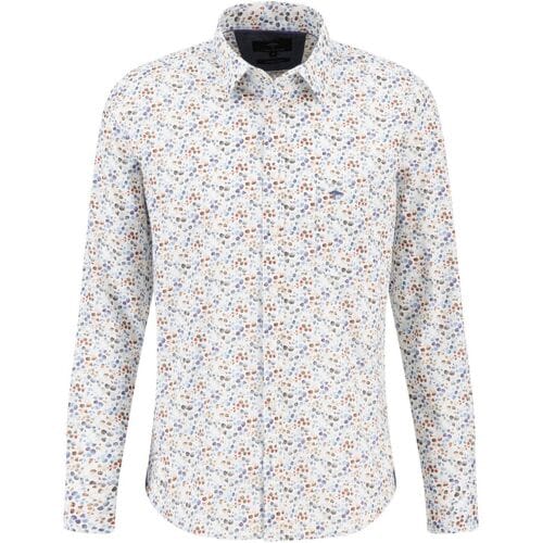 Fynch-Hatton Overhemd Allover Colorful Mini Leaves Pattern Kent Collar Burnt Orange-Multi / male