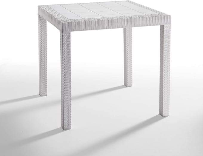 Vierkante Vouwtafel - Kunststof Tafel - Buiten Gebruik - Stapelbaar Ontwerp - 79 x 79 cm - Wit