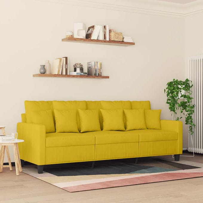 Vidaxl Bank 3-zits, Geel, 180 Cm, Bekleed met Fluweel