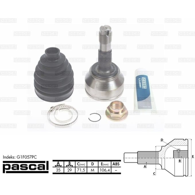 Homokineet reparatie set, aandrijfas PASCAL G1F057PC
