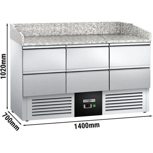 GGM Gastro Pizzakühltisch PREMIUM - 1400x700mm - 6 Schubladen Zilver