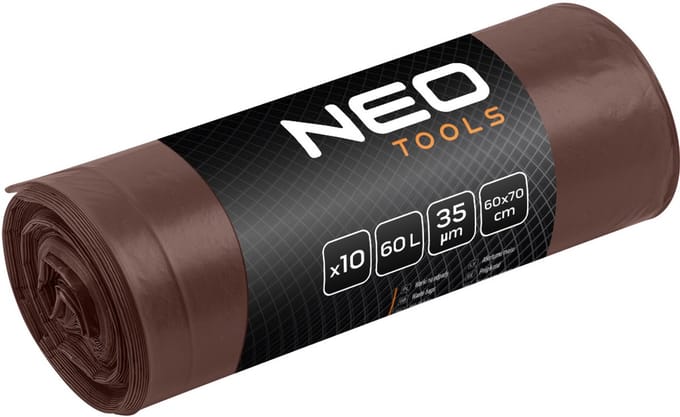 NEO TOOLS - Tuinafvalzak - 60L - Bruin - 10 stuks