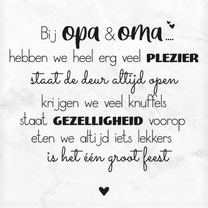Marmeren Onderzetter - Opa & Oma - 10 x 10 x 1 cm