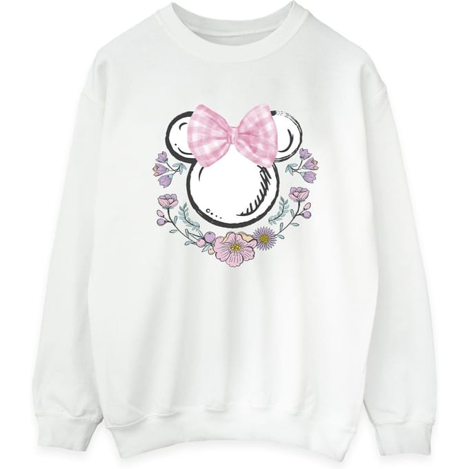 Disney Dames/Dames Minnie Mouse Strikjes & Bloemen Sweatshirt (Wit)
