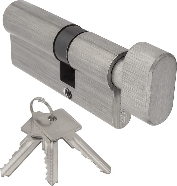 Knopcilinder nikkel K50/50 - incl. 3 sleutels - cilinder - deurcilinder met knop