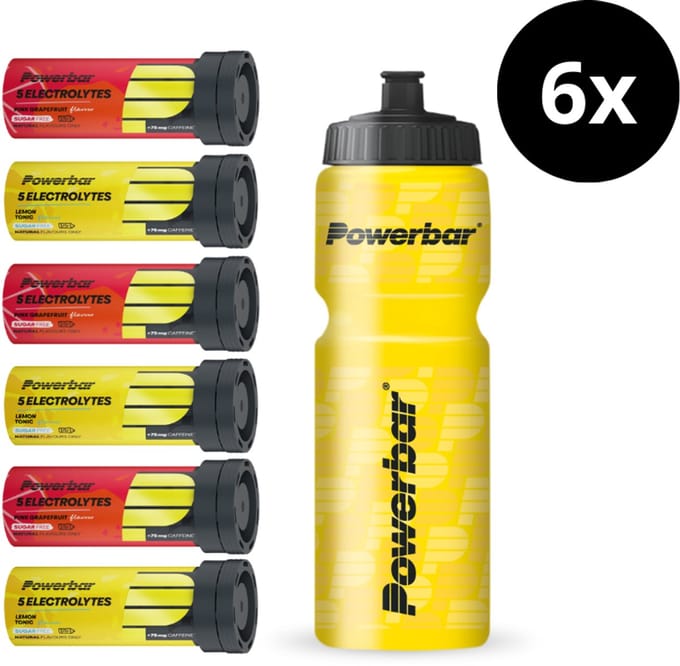 Powerbar Electrolyte Tabletten | 5 Electrolyte Tabs| Gratis bidon | 3x Lemon Tonic & 3x Pink Grapefruit (met cafeïne)
