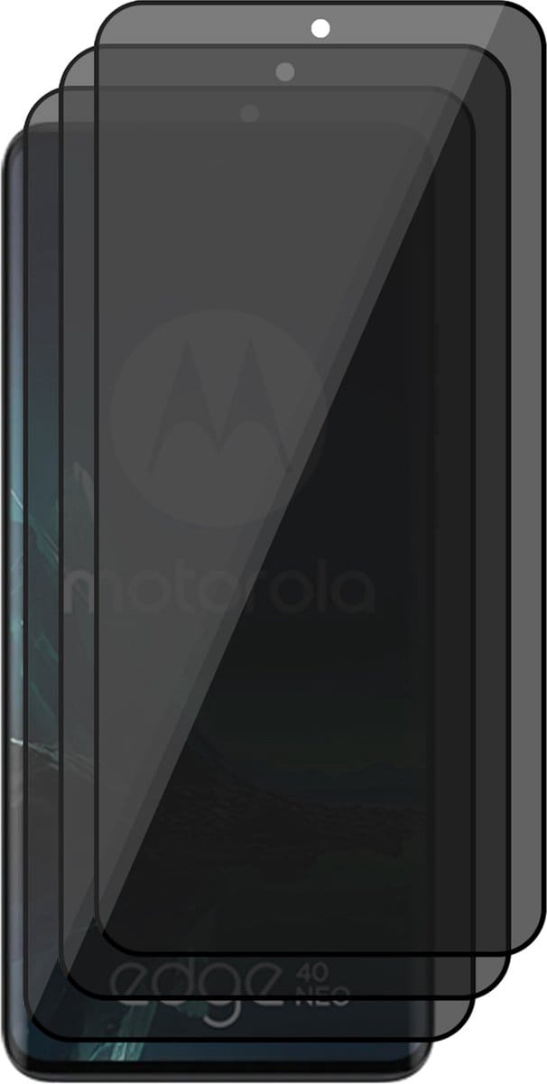 Privacy Screenprotector geschikt voor Motorola Edge 40 Neo - 3x Volledig Dekkend Glas Screen Protector