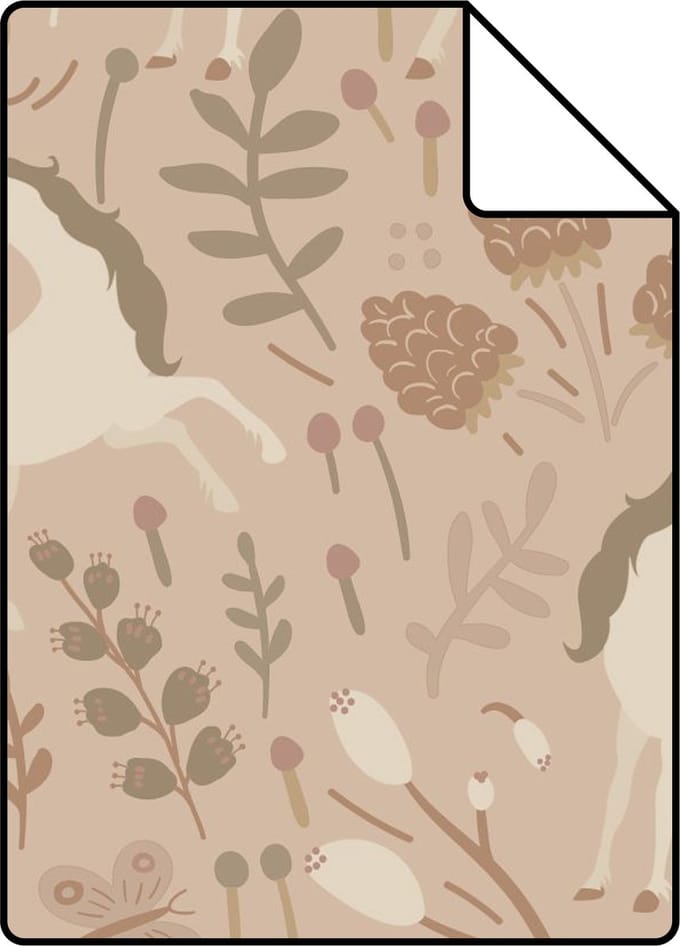 Proefstaal ESTAhome behang unicorns zand beige - 26.5 x 21 cm - 139875-S
