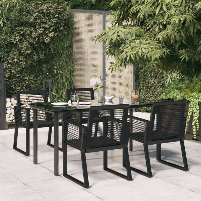 vidaXL - 5-delige - Tuinset - PVC-rattan - zwart