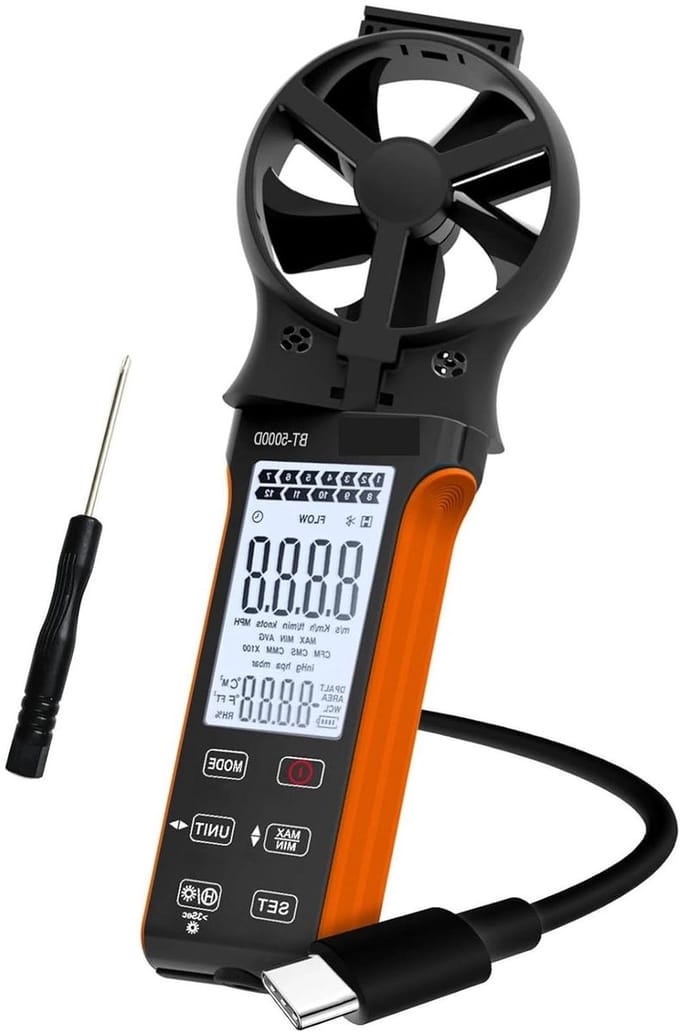 Draagbare Anemometer - Snelheidsmeter Toerentalmeter - Luchtstroom Meten - Oplaadbare Meter - 50 g - null
