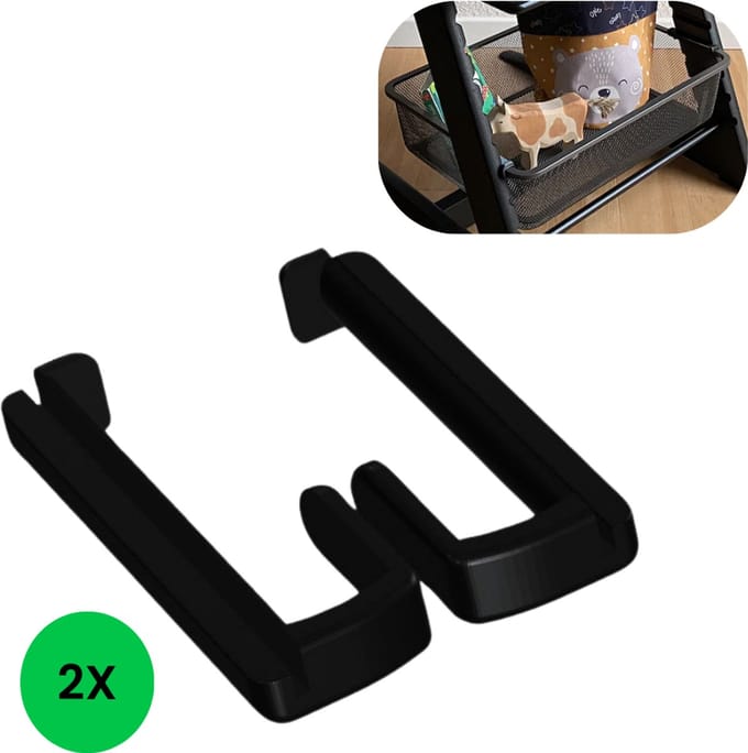 Adapter voor de Ikea Trofast draadmand voor de Tripp Trapp kinderstoel - V2- Zwart - 2 stuks -